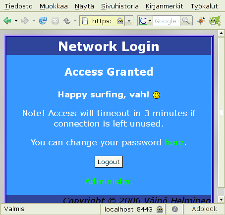Access granted page