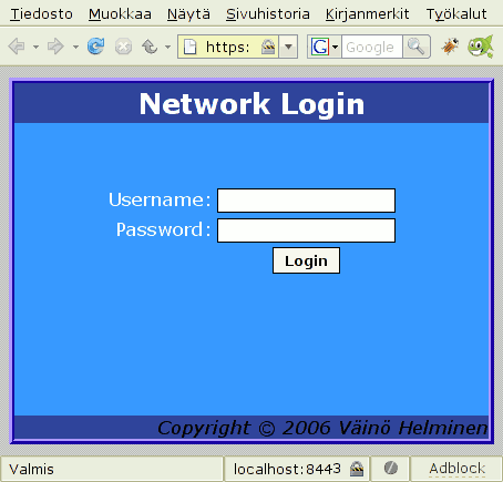 Login page