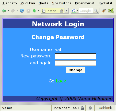 Change password page